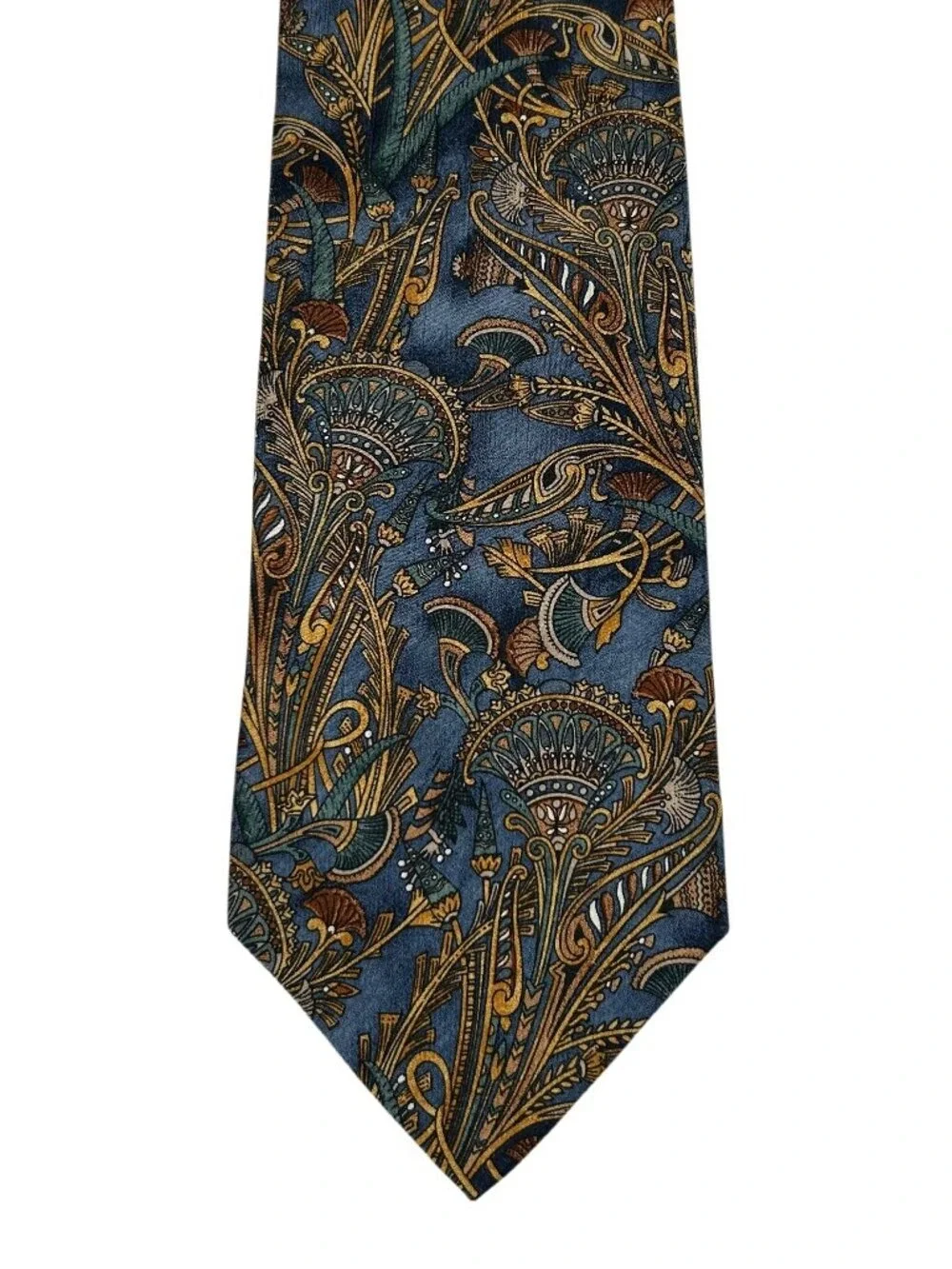 Ferrell Reed For Nordstrom Teal Blue Gold Silk Necktie Tie